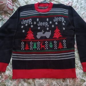 New Jeep Festive Black and Red Crewneck Sweater